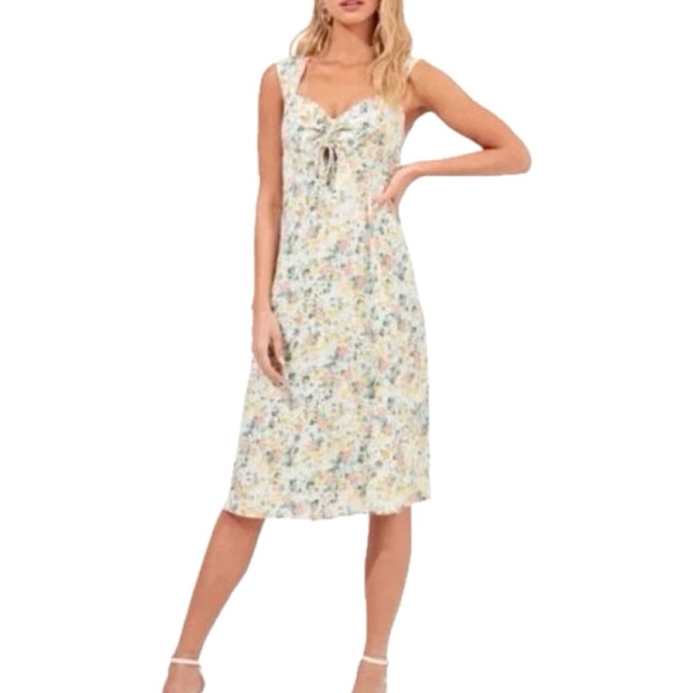 ASTR The Label Cinched Bust Floral Print Dress